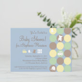 Powder Blue Stippen Boy Baby shower Invitation Kaart (Staand voorkant)
