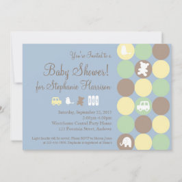 Powder Blue Stippen Boy Baby shower Invitation Kaart