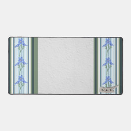 Powder Blue Striped Floral Bureaumat