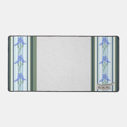 Powder Blue Striped Floral  Bureaumat (Voorkant)