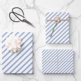 Powder Blue Stripes Patroon Inpakpapier Vel