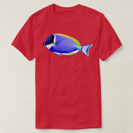 Powder Blue tang saltwater rief vis T-shirt (Design voorkant)