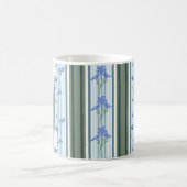 Powder Blue Teal Striped Floral Mug Koffiemok (Center)