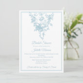 Powder Blue Toile de Jouy Bridal Shower Invitation Kaart (Staand voorkant)