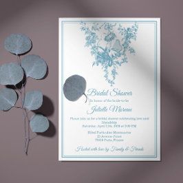 Powder Blue Toile de Jouy Bridal Shower Invitation Kaart