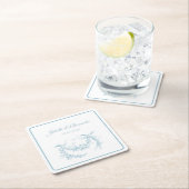 Powder Blue Toile de Jouy Wedding Paper Coasters Kartonnen Onderzetters (Insitu)
