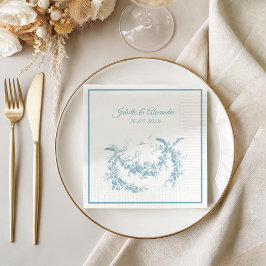 Powder Blue Toile de Jouy Wedding Paper Napkins Servet