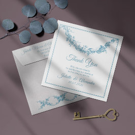 Powder Blue Toile de Jouy Wedding Thank You Card Bedankkaart