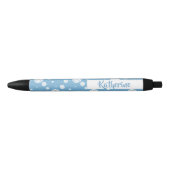 Powder Blue Volleyball Chevron Patterned Zwarte Inkt Pen (Voorkant)