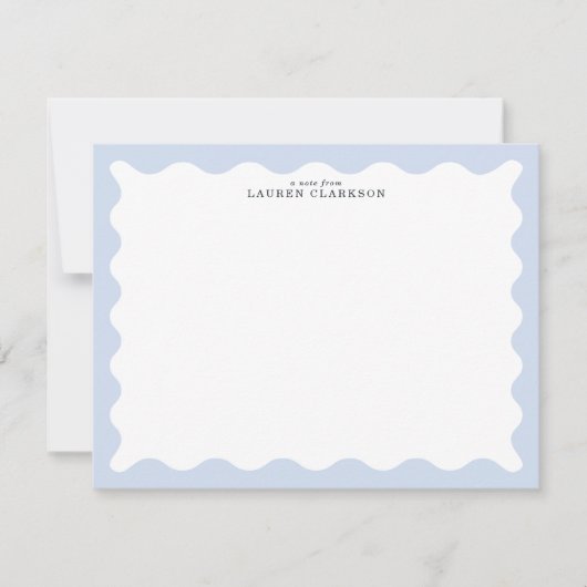 Powder Blue Wavy Frame Note Card Kaart (Voorkant)
