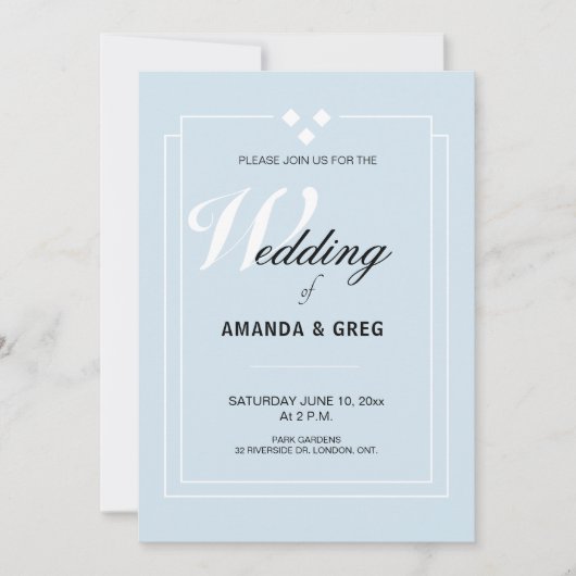 Powder Blue Wedding Invitation Kaart (Voorkant)