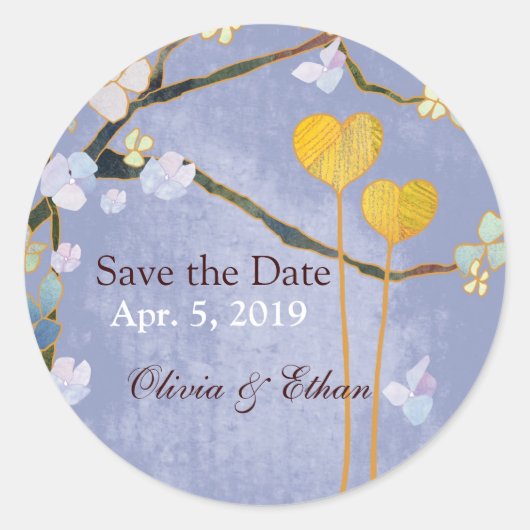 Powder Blue Wedding Save the Date Ronde Sticker (Voorkant)