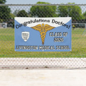 Powder Blue/White Caduceus Med School Afstuderen Spandoek (Insitu)