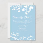Powder Blue White Flower Save the Date Magnet Magnetische Uitnodiging (Voorkant)