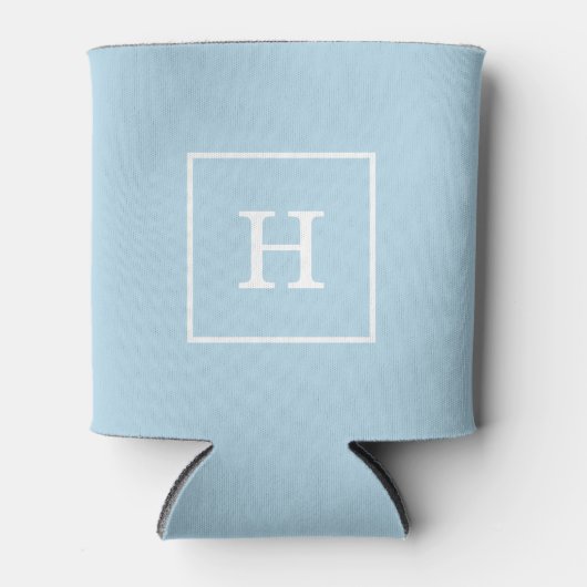 Powder Blue White Initiaal monogram Blikjeskoeler (Voorkant)