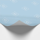 Powder Blue White Initiaal monogram Cadeaupapier (Hoek)
