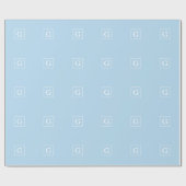 Powder Blue White Initiaal monogram Cadeaupapier (Vlak)