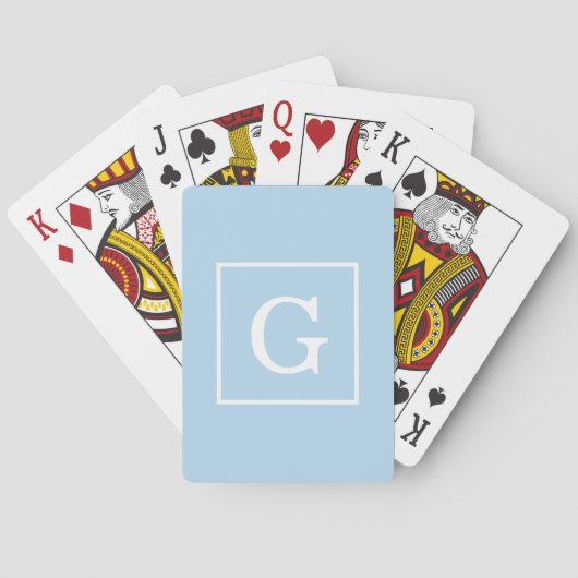 Powder Blue White Initiaal monogram Pokerkaarten (Achterkant)