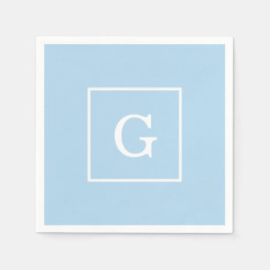 Powder Blue White Initiaal monogram Servet