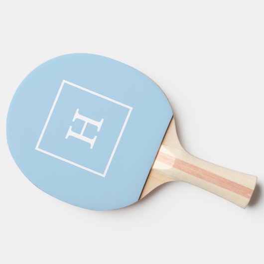 Powder Blue White Initiaal monogram Tafeltennisbatje (Zijkant)
