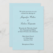 Powder Blue White Plain Simple Weddenschap Kaart (Voorkant / Achterkant)