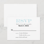 Powder Blue White Plain Simple Weddenschap RSVP-ka RSVP Kaartje (Voorkant / Achterkant)