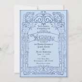 Powder Blue White  Victoriaans deco Wedding Kaart (Voorkant)