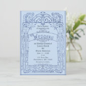 Powder Blue White  Victoriaans deco Wedding Kaart (Staand voorkant)