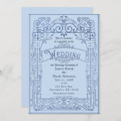 Powder Blue White  Victoriaans deco Wedding Kaart (Voorkant / Achterkant)