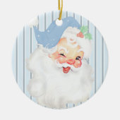 Powder Blue  Winking Santa Kerstboom Keramisch Ornament (Voorkant)