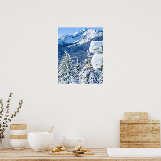 Powder Forest // Blue Snow Pet Mountain Poster (Keuken)