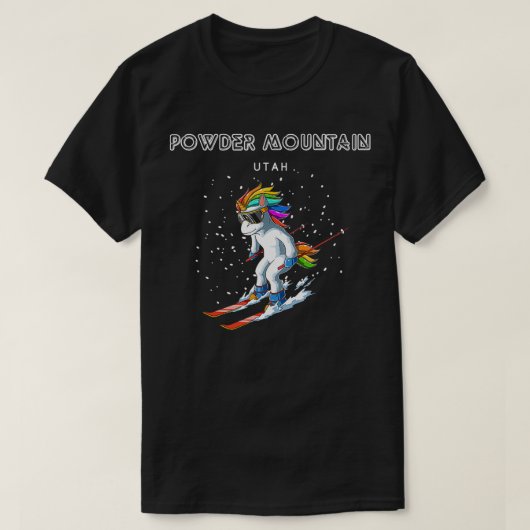 Powder Mountain Utah Eenhoorn USA Ski 80s Retro Gi T-shirt (Design voorkant)