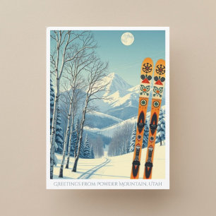 Powder Mountain Utah ski vakantie retro Briefkaart