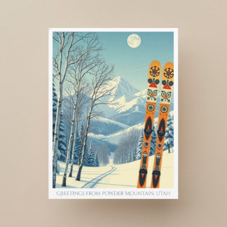Powder Mountain Utah ski vakantie retro Briefkaart