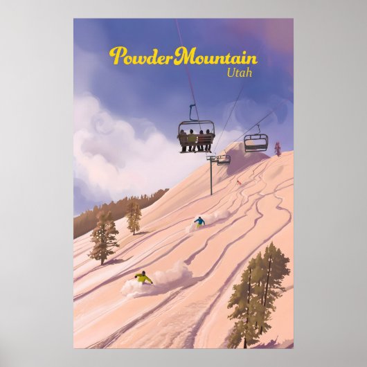 Powder Mountain Utah Skigebied Reisposter Poster (Voorkant)