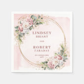 Powder Pink Floral Eucalyptus Gold Glitter Wedding Servet (Voorkant)