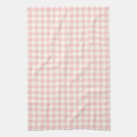 Powder Pink Gingham Pattern Kitchen Towels Theedoek (Verticaal)