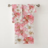 Powder Pink Gold Floral Towel Modern Wedding Gift Bad Handdoek (Insitu)