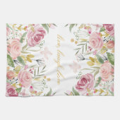 Powder Pink Gold Green Waterverf Roos Theedoek (Horizontaal)