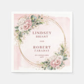 Powder Pink Wedding Floral Gold Glitter Eucalyptus Servet (Voorkant)
