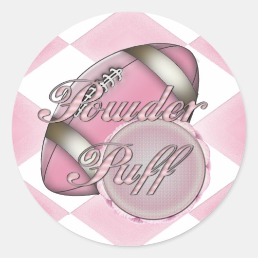 Powder Puff Football Ronde Sticker (Voorkant)