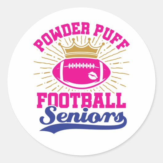 Powder Puff Football Senioren Ronde Sticker (Voorkant)