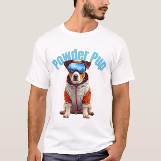 Powder Pup Jack Russell Terrier Ski Dog T-shirt (Voorkant)