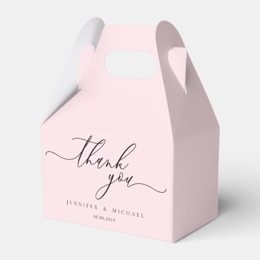 Powder Roze Scripting Dank u Bedankdoosjes (Voorkant Zijde)