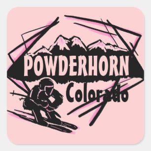 Powderhorn Colorado roze ski logo stickers