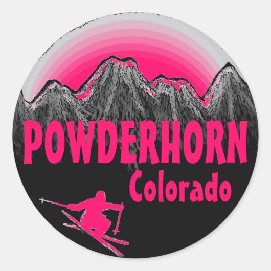 Powderhorn Colorado roze stickers (Voorkant)