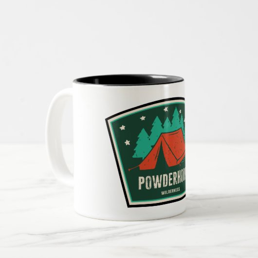 Powderhorn Wilderness Colorado Camping Tweekleurige Koffiemok (Voorkant links)