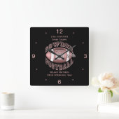 Powderpuff Football Name and School Square Clock Vierkante Klok (Huis)