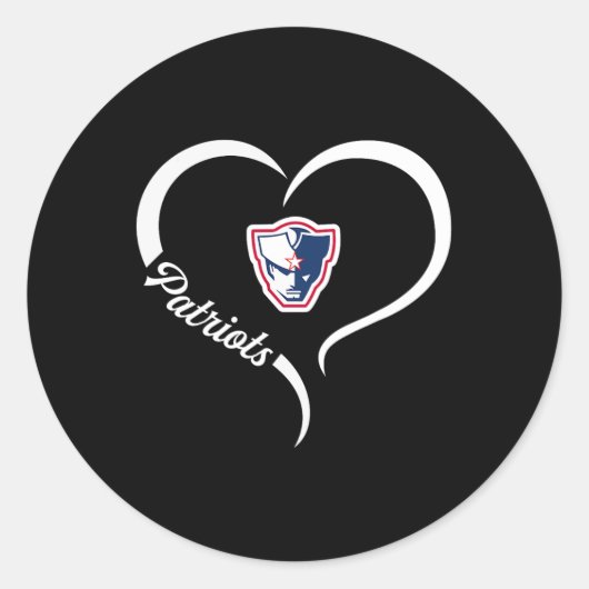 Powdersville Patriots Logo Half Heart Slogan Hs Ronde Sticker (Voorkant)