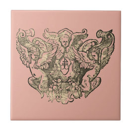 Powdery pink Angels – Coat of arms Emblem baroque Tegeltje